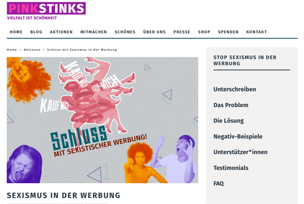 Homepage von Pinks Stinks Screenshot: Ruhrbarone