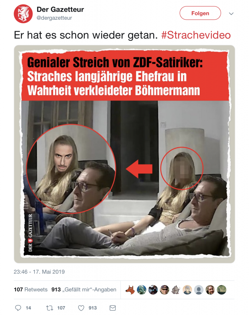 Der Gazetteur: Böhmermann enttarnt; Foto: Screenshot Twitter