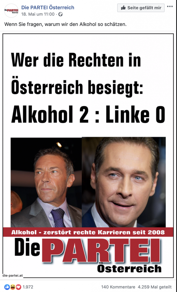 DIE PARTEI Österreich: Wer die Rechten in Österreich besiegt hat; Foto: Screenshot Facebook