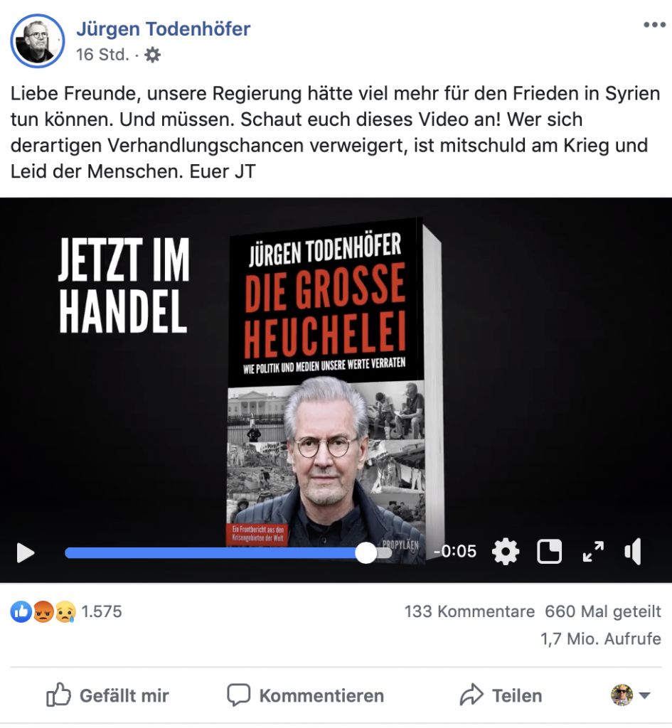 Werbung "Die große Heuchelei"; Foto: Screenshot Facebook