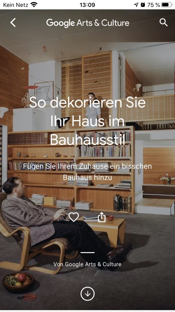 Update für das eigene Heim: Bauhaus @ Home; Screenshot artsandculture.google.com