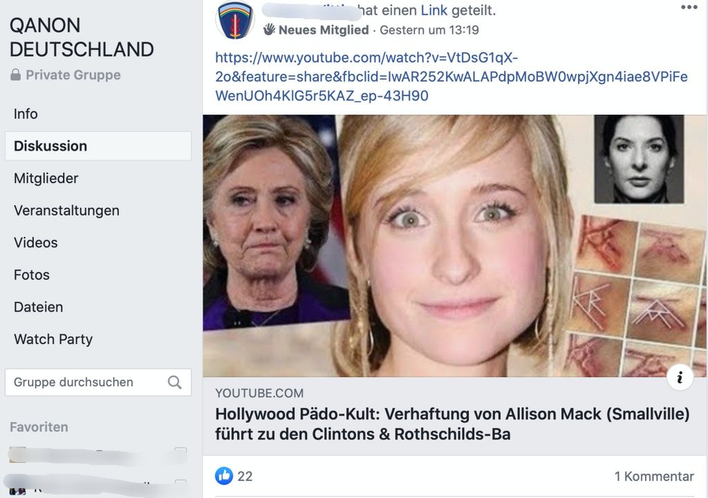 Antisemitische Verschwörungstheorie: Hillary Clinton und die Rothschilds - und ihre angeblichen Verbindungen zu Kinderschändern und Ritualmördern; Screenshot Facebook