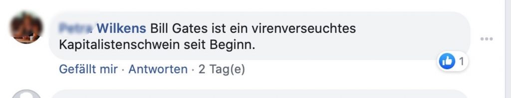 "virenverseuchte Kapitalistenschwein" Screenshot Facebook