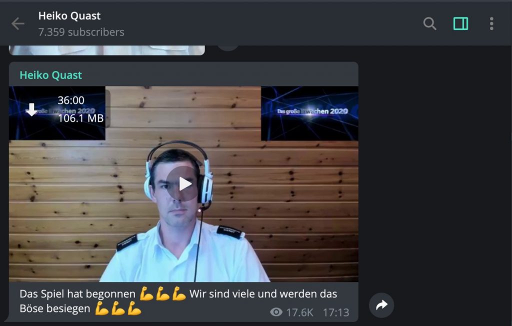 Heiko Quintus: Etwas wirr, trotzdem über 7000 Follower; Screenshot Telegram