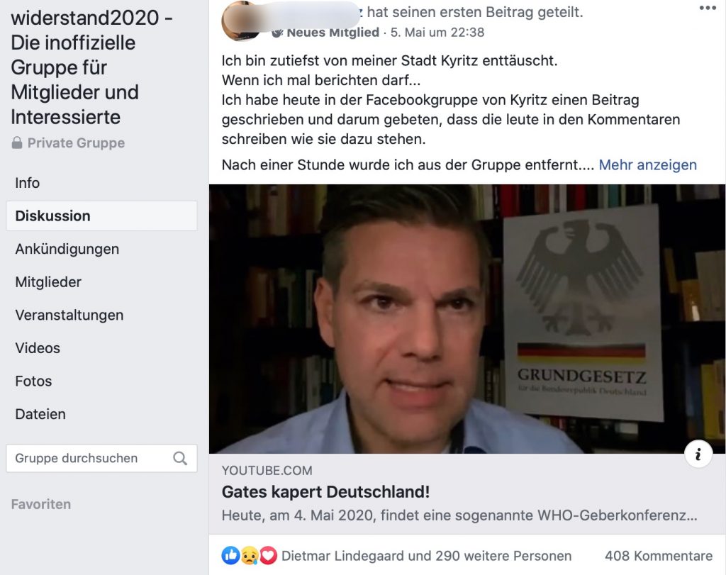 "Gates kapert Deutschland"; Screenshot Facebook