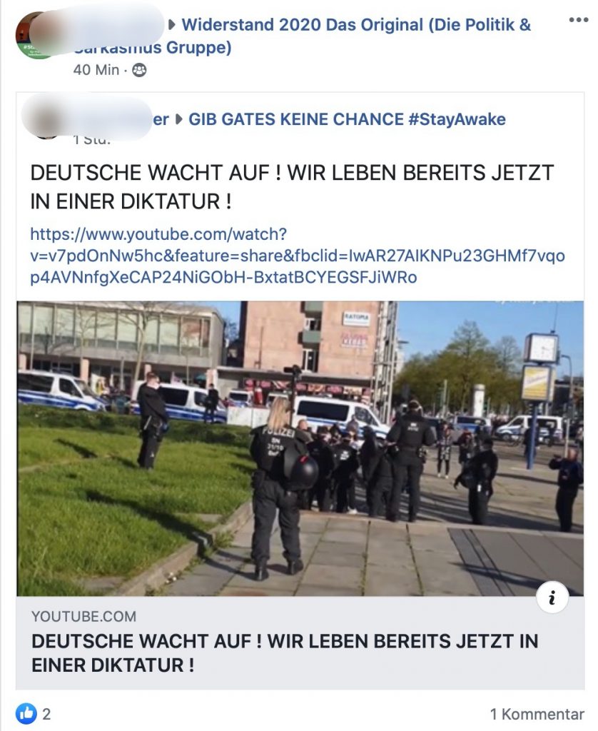 Affinität zur rechtsextremen Gruppe "Pro Chemnitz"; Screenshot Facebook