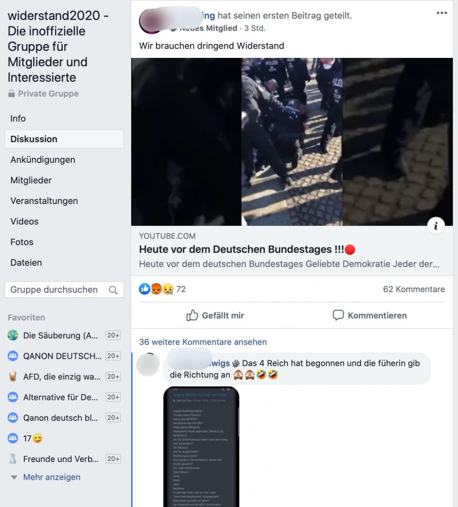 Solidarität mit Atilla Hildmann: Auf dieser Demo wurde ein ARD-Team angegriffen; Screenshot Facebook