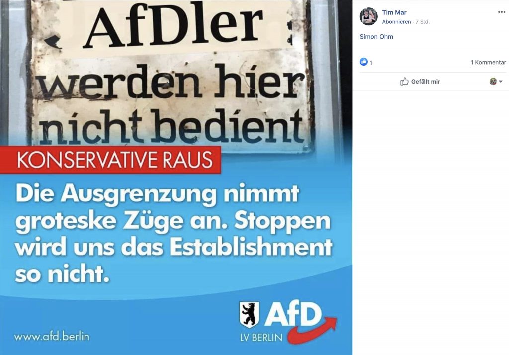 AfD: Relativierung der Schoa und Judenverfolgung; Screenshot Facebook