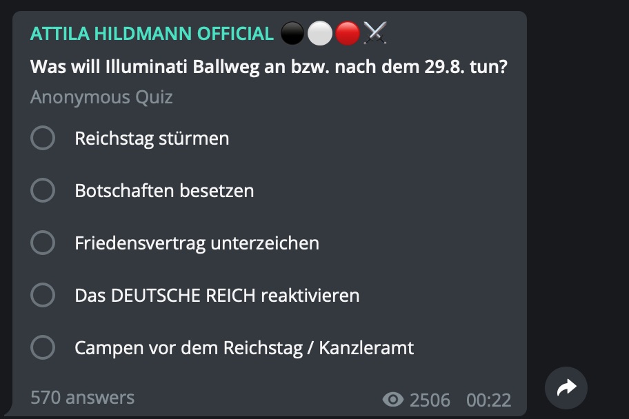 Scharmützel mit Michael Ballweg; Screenshot Telegram