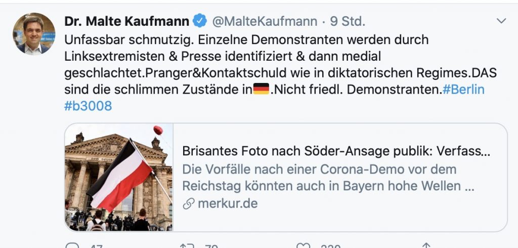 "Unfassbar schmutzig": Dr. Malte Kaufmann; Screenshot Twitter