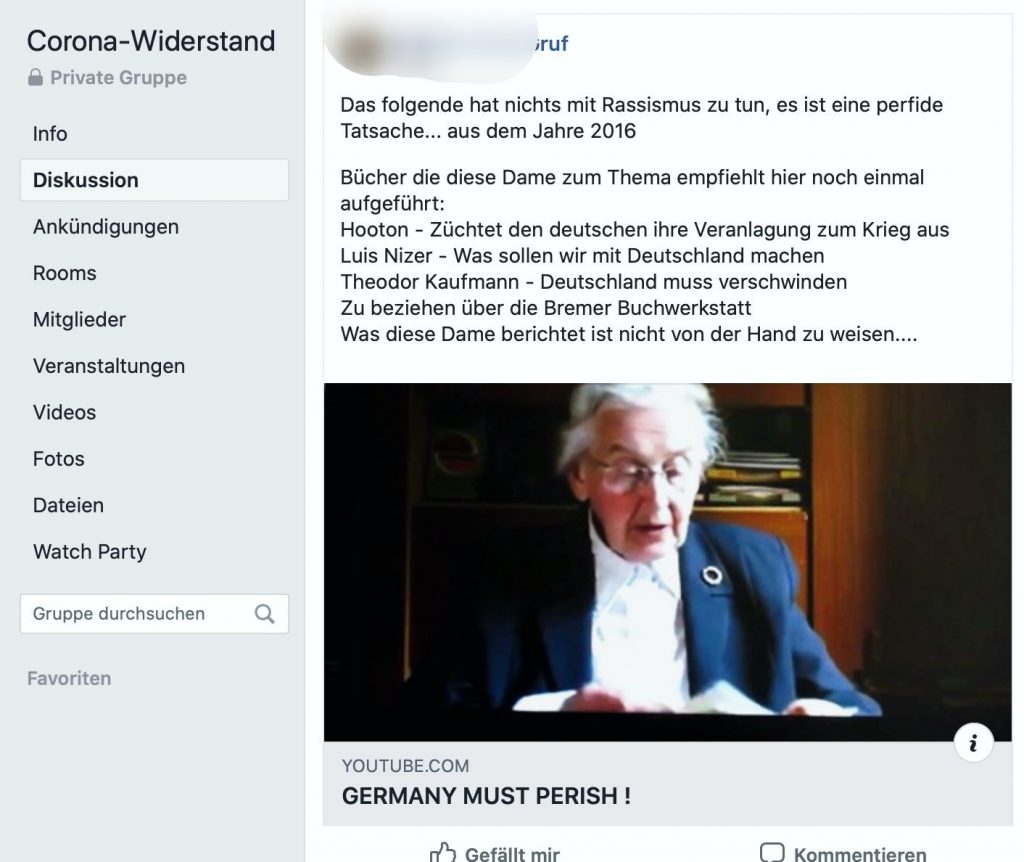 Toleriert beim "Corona-Widerstand": Ursula Haverbeck, eine verurteilte Rechtsextremistin; Screenshot