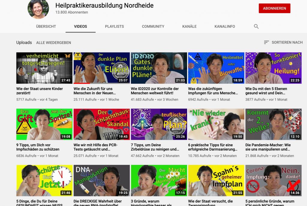 Mehr braucht man über Heilpraktiker gar nicht wissen: Der Kanal "Heilpraktikerausbildung Nordheide"; Screenshot