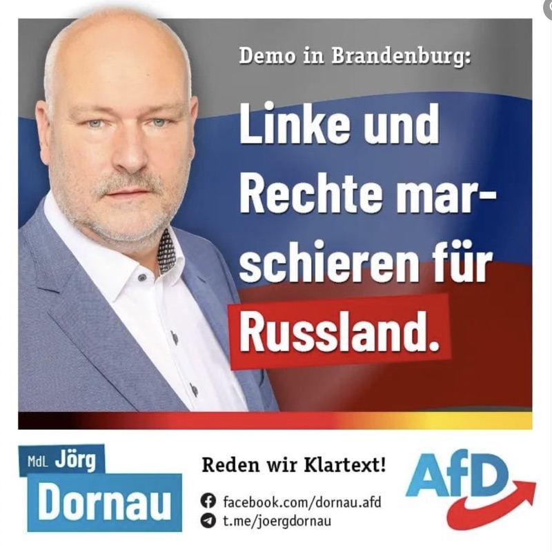 Jörg Dornau: "Marschieren für Russland"; Screenshot Facebook